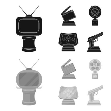 Altın tabanca, gümüş Ödülü En iyi yardımcı rol ve diğer ödüller. Film Ödülleri toplama simgeler siyah, monochrom stil vektör simge stok çizim web içinde ayarla..