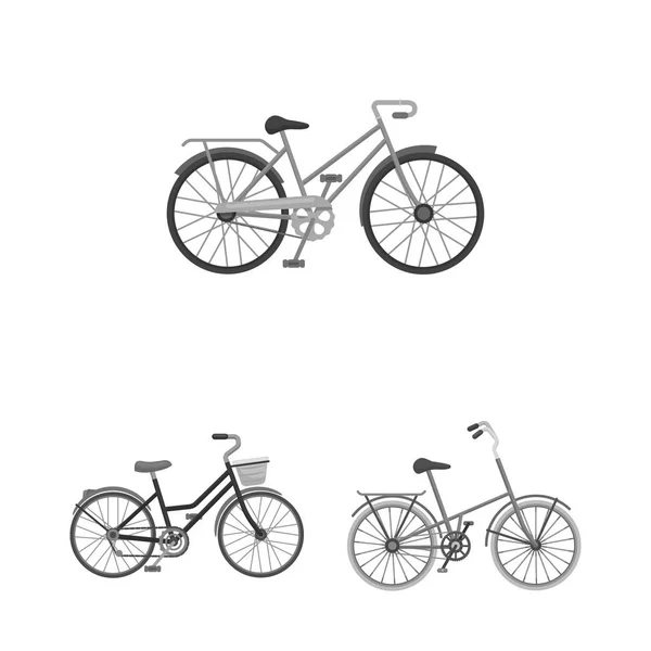 Various bicycles monochrome icons in set collection for design. The type of transport vector symbol stock web illustration. — Stock Vector