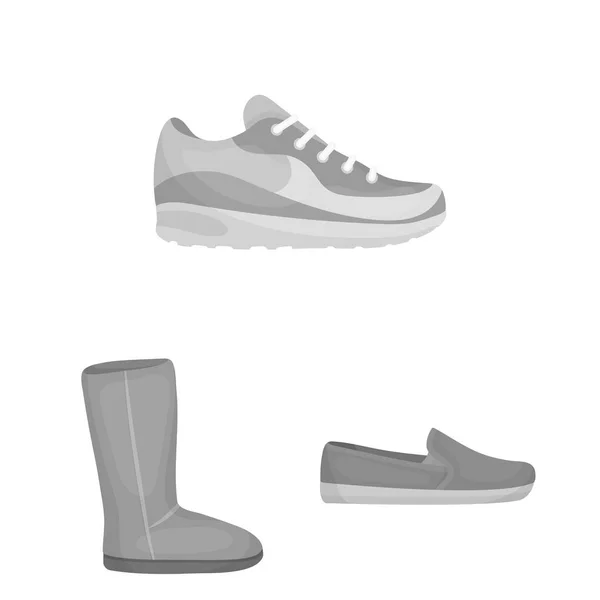 A variety of shoes monochrome icons in set collection for design. Boot, sneakers vector symbol stock web illustration. — Stock Vector