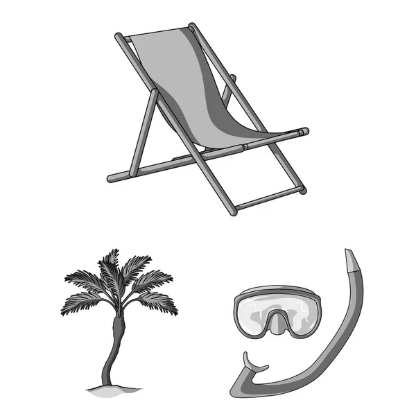 Sommaren resten svartvita ikoner i set insamling för design. Stranden tillbehör vektor symbol lager web illustration. — Stock vektor