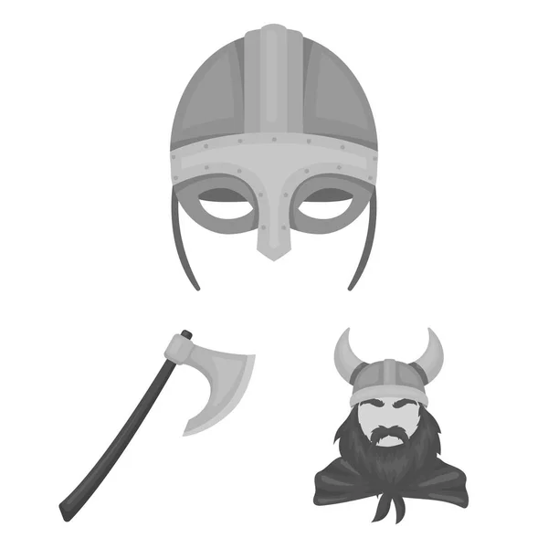 Vikings and attributes cartoon icons in set collection for design.Old Norse Warrior vector symbol stock web illustration. — Stock Vector