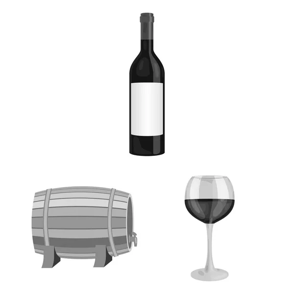 ワイン製品設計のためのセットのコレクションのモノクロ アイコン。機器やワインの生産のベクトル シンボル ストック web イラスト. — ストックベクタ