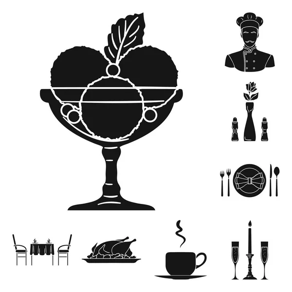 Restauracja i bar czarny ikony w kolekcja zestaw do projektowania. Przyjemność, jedzenie i alkohol ilustracja web akcji symbol wektor. — Wektor stockowy