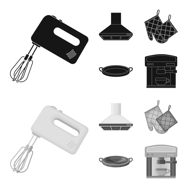 Wyposażenie kuchni czarny, monochrom ikony w kolekcja zestaw do projektowania. Kuchnia i akcesoria symbol web czas ilustracja wektorowa. — Wektor stockowy