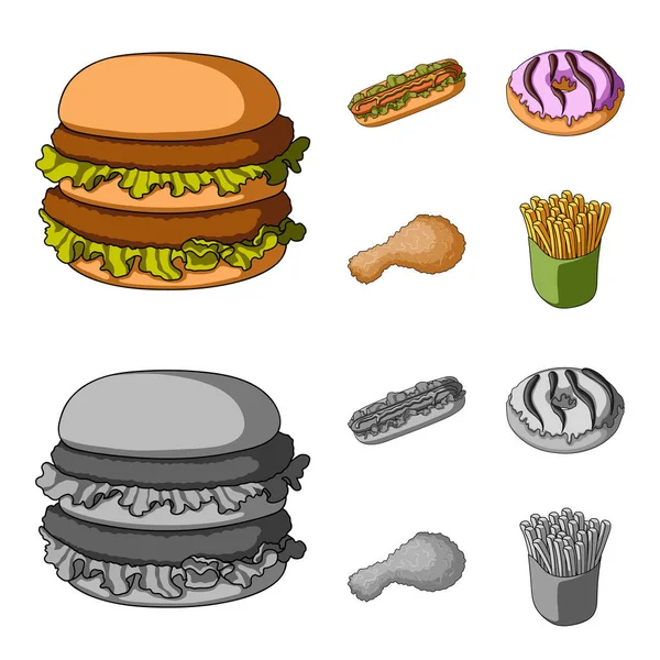 Fast ,food, meal, and other web icon in cartoon,monochrome style.Hamburger, bun, flour, icons in set collection. — Stock Vector