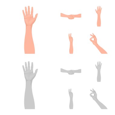 İşaret dili çizgi film, tek renkli simgeler toplama tasarımı için ayarlayın. Duygusal iletişim vektör simge stok web illüstrasyon parçası.