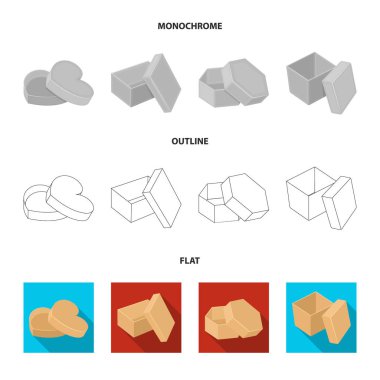 Dava, kabuk, çerçeve ve diğer web simgesi düz, anahat, tek renkli stil. Kutusu, konteyner, paket, küme koleksiyon simgeler.