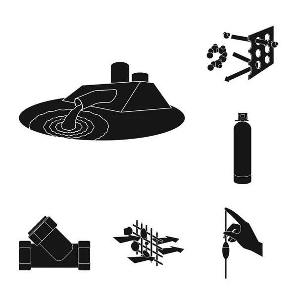 Wasserfiltersystem schwarze Symbole in Set-Kollektion für Design. Reinigungsgeräte Vektor Symbol stock web illustration. — Stockvektor