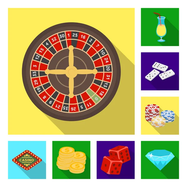 Casino und Glücksspiel flache Symbole in Set-Kollektion für Design. Casino und Ausrüstung Vektor Symbol Stock Web Illustration. — Stockvektor