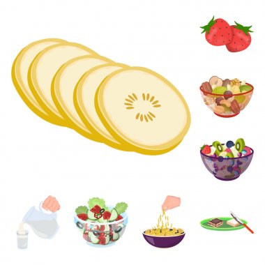 Set koleksiyonu tasarım için tatlı kokulu karikatür simgeler. Sembol stok web illüstrasyon vektör yiyecek ve tatlılık.
