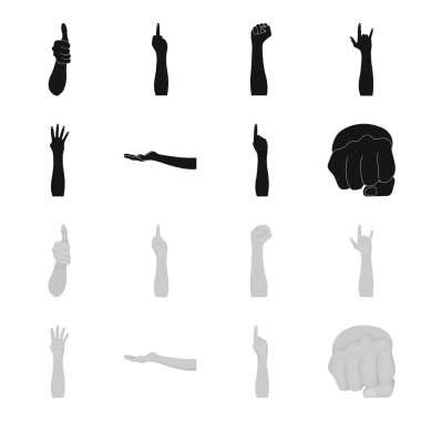 Set koleksiyonu tasarım için işaret dili siyah, tek renkli simgeler. Duygusal iletişim vektör simge stok web illüstrasyon parçası.