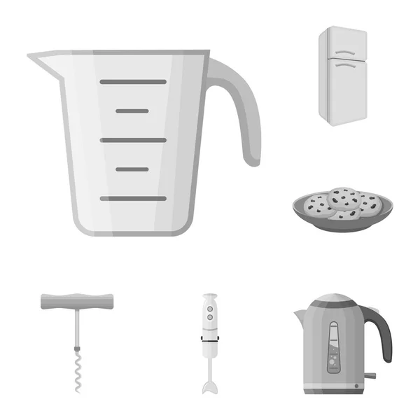 Equipo de cocina iconos monocromáticos en colección de conjuntos para el diseño. Cocina y accesorios vector símbolo stock web ilustración . — Vector de stock