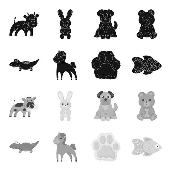 Une irréaliste noir, monochrome animaux icônes dans la collection ensemble pour le design. Jouet animaux vecteur symbole stock web illustration . — Image vectorielle