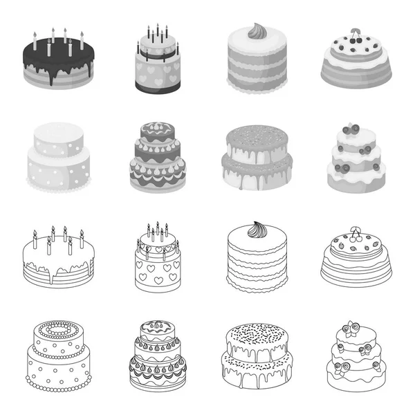 Doçura, sobremesa, creme, treacle .Cakes país conjunto coleção ícones em esboço, estilo monocromático símbolo vetorial ilustração web . — Vetor de Stock