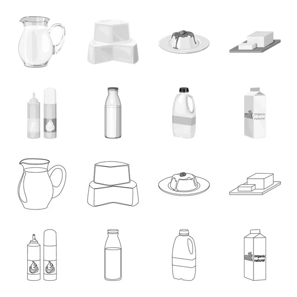 Milk, Calcium, Product, Food .Milk product and sweet set collection icons in outline, monochrome style vector symbol stock illustration web . — стоковый вектор