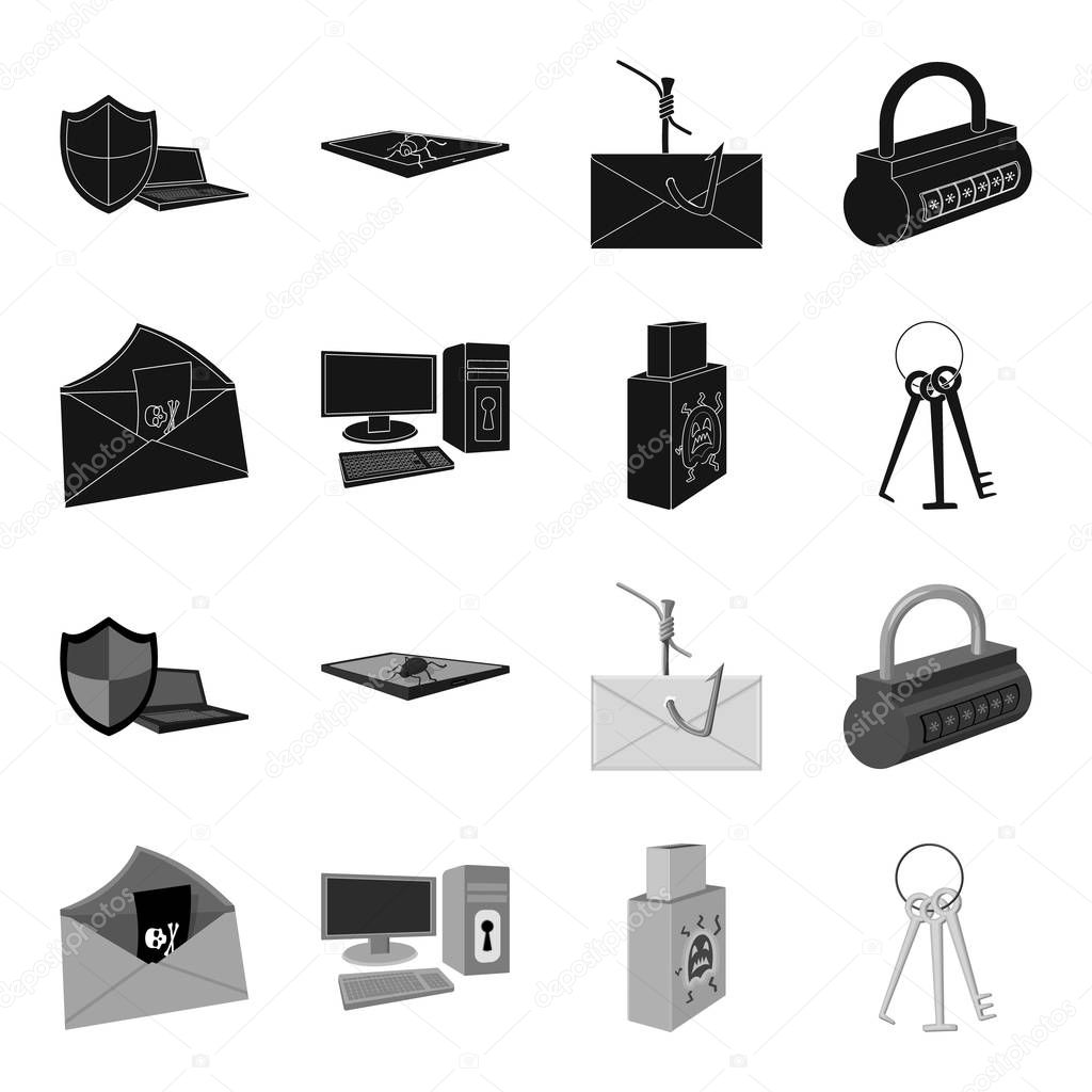 Virus, monitor, display, screen .Hackers and hacking set collection icons in black,monochrome style vector symbol stock illustration web.