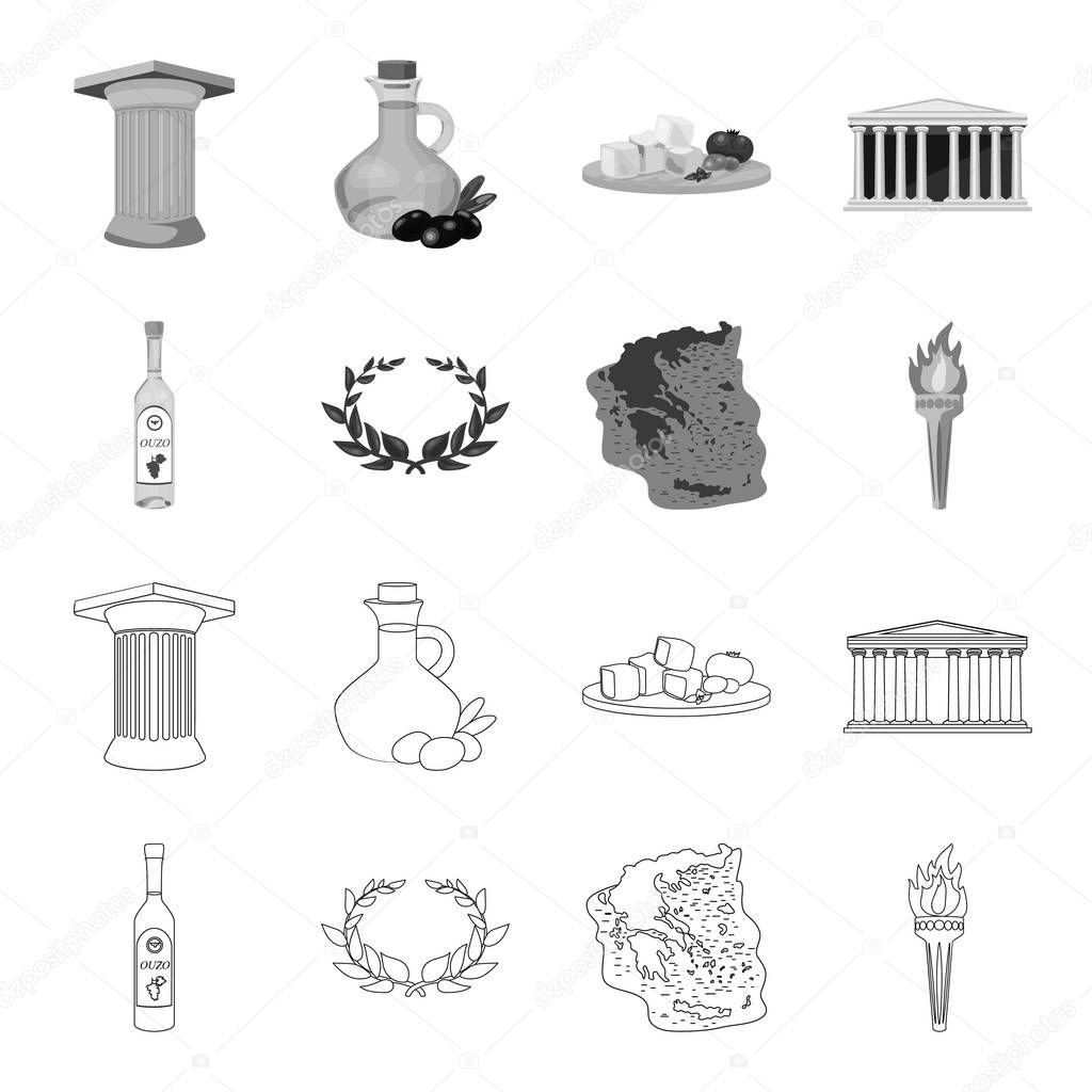 Greece, country, tradition, landmark .Greece set collection icons in outline,monochrome style vector symbol stock illustration web.