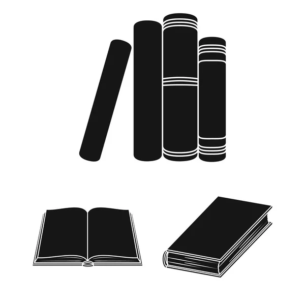 Черные переплетенные книги в коллекции для дизайна. Векторные символы печатной продукции . — стоковый вектор