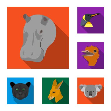 Set koleksiyonu tasarım için vahşi hayvan düz simgeler. Mammal ve kuş sembol stok web illüstrasyon vektör.