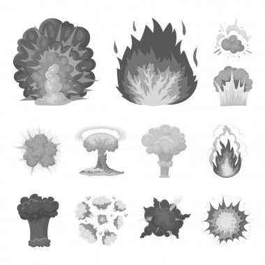 Farklı patlamalar set koleksiyonu tasarım için tek renkli simgeler. Flash ve alev vektör simge stok web çizim.