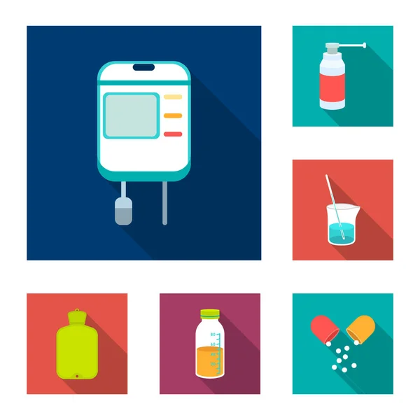 Icônes plates de médecine et de traitement dans la collection de jeu pour le design. Médecine et équipement symbole vectoriel stock illustration web . — Image vectorielle