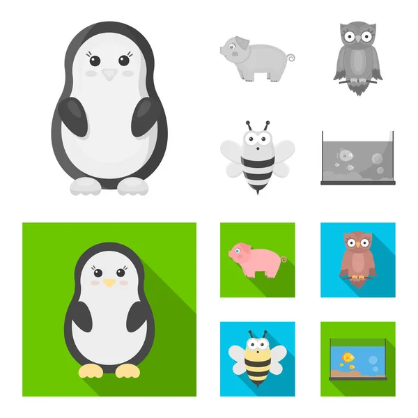 Un monocromo poco realista, iconos de animales planos en la colección de conjuntos para el diseño. Animales de juguete vector símbolo stock web ilustración . — Vector de stock