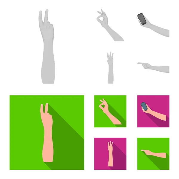 Sign Language monochrome, flat icons in set collection for design.Emotional part of communication vector symbol stock web illustration . — стоковый вектор