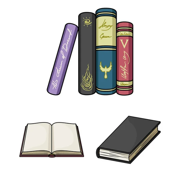 Libro iconos de dibujos animados encuadernados en colección de conjuntos para el diseño. Productos impresos vector símbolo stock web ilustración . — Vector de stock