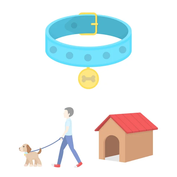 Perro mascota iconos de dibujos animados en la colección de conjuntos para el diseño. El cuidado del cachorro vector símbolo stock web ilustración . — Vector de stock