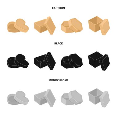 Kutusu, konteyner, paket ve diğer web simgesi çizgi film, siyah, tek renkli tarzı. Case, kabuk, çerçeve, küme koleksiyon simgeler.