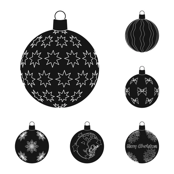 Kugeln zur Dekoration schwarze Icons im Set Kollektion für design.christmas balls Vektor Symbol Stock Web Illustration. — Stockvektor