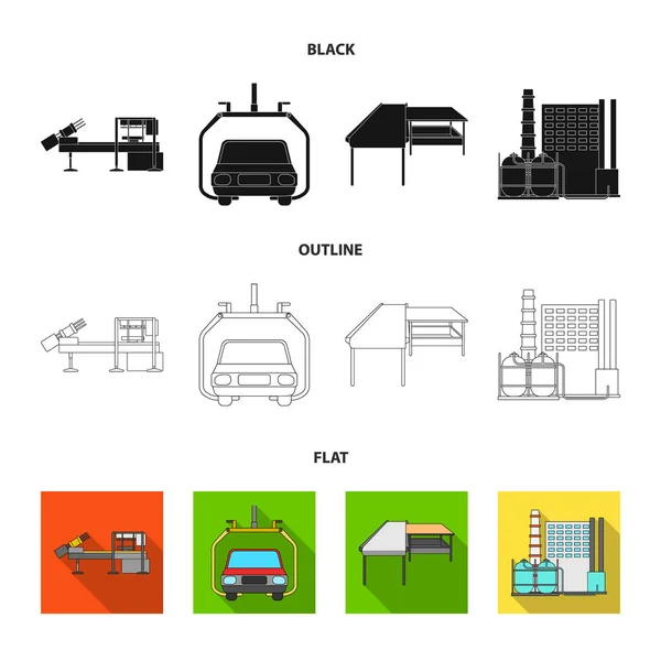 Industria automotriz y otro icono web en negro, plano, contorno style.New iconos tecnologías en la colección de conjuntos . — Vector de stock