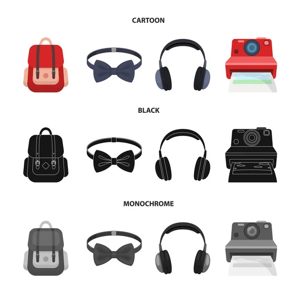 Hipster, fashion, style, subculture .Hipster style set icons in cartoon, black, monochrome style vector symbol stock illustration web . — стоковый вектор