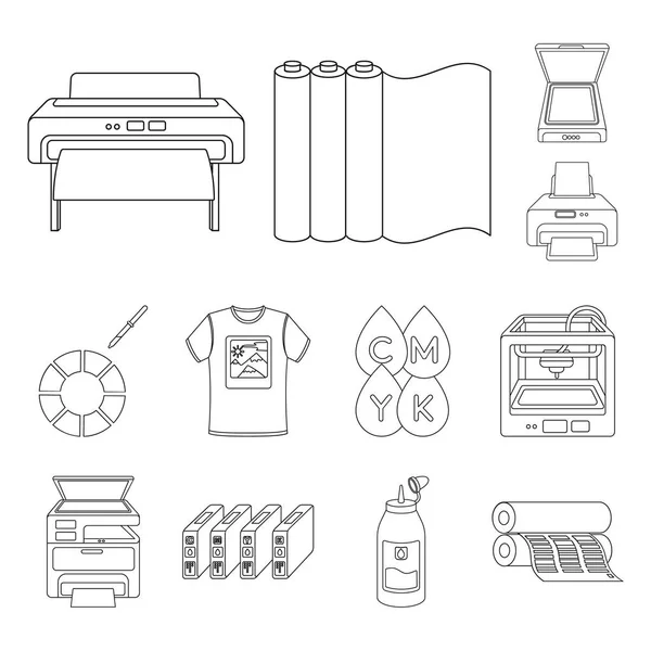 Les produits typographiques décrivent les icônes dans la collection définie pour le design. Impression et équipement symbole vectoriel stock illustration web . — Image vectorielle
