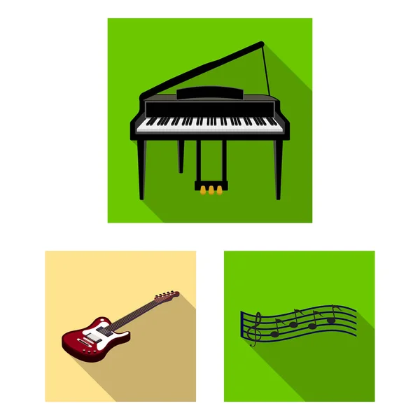 Instrument muzyczny płaskie ikony w kolekcja zestaw do projektowania. Ciąg i magazynie symbol wiatr instrument izometryczny vector web ilustracja. — Wektor stockowy