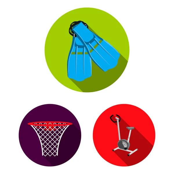 Diferentes tipos de iconos deportivos planos en la colección de conjuntos para el diseño. Equipo deportivo vector símbolo stock web ilustración . — Archivo Imágenes Vectoriales