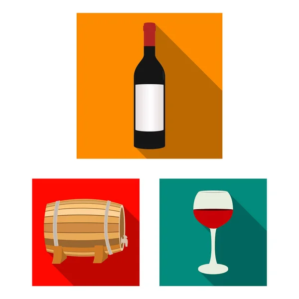 Produits du vin icônes plates dans la collection ensemble pour le design. Matériel et production de vin vecteur symbole stock illustration web . — Image vectorielle