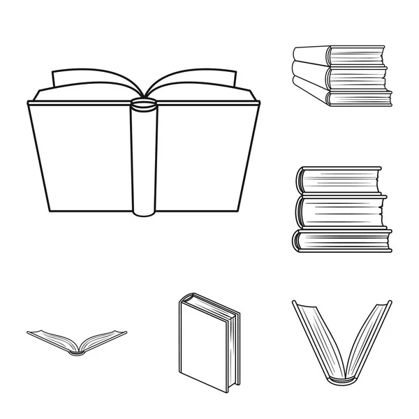 Ícones de contorno vinculados ao livro na coleção de conjuntos para design. Produtos impressos símbolo vetorial ilustração web stock . — Vetor de Stock