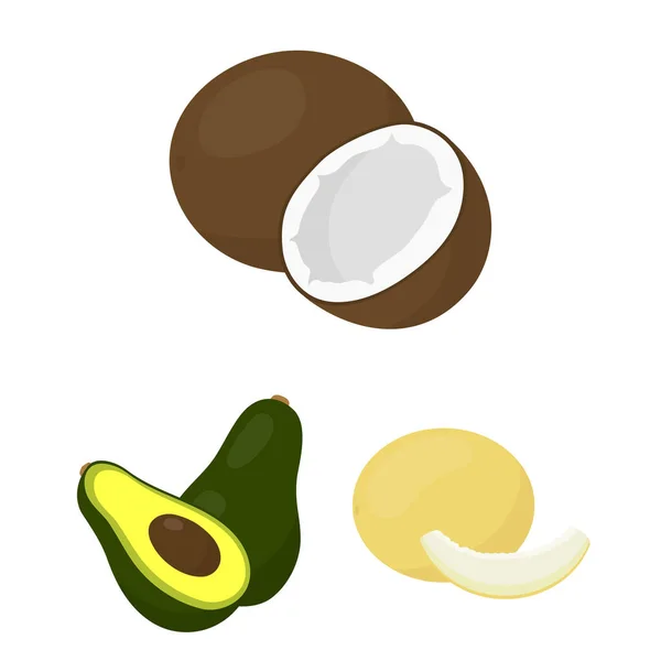 Verschillende vruchten cartoon pictogrammen in set collectie voor design. Vruchten en vitaminen vector symbool voorraad web illustratie. — Stockvector