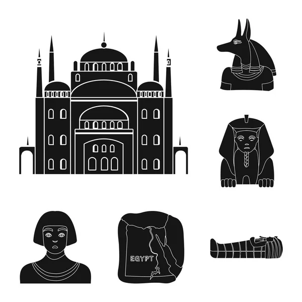 Ancienne Egypte icônes noires dans la collection ensemble pour le design. Le règne de Pharaon vecteur symbole stock web illustration . — Image vectorielle