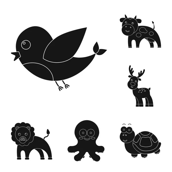 An unrealistic black animal icons in set collection for design. Toy animals vector symbol stock web illustration. — Stock Vector