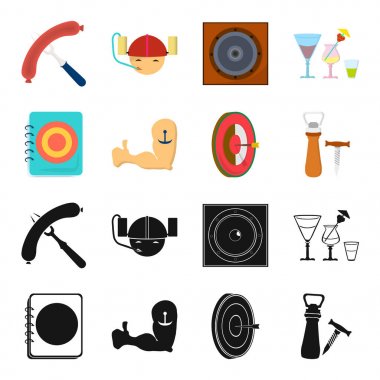 Menü, zırh dövme, Dart, tirbuşon ve açacağı ile. Pub toplama simgeler siyah, karikatür tarzı vektör simge stok çizim web içinde ayarla..