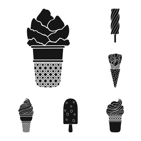Diferentes iconos de helado negro en la colección de conjuntos para el diseño. Postres y dulzura vector símbolo stock web ilustración . — Archivo Imágenes Vectoriales