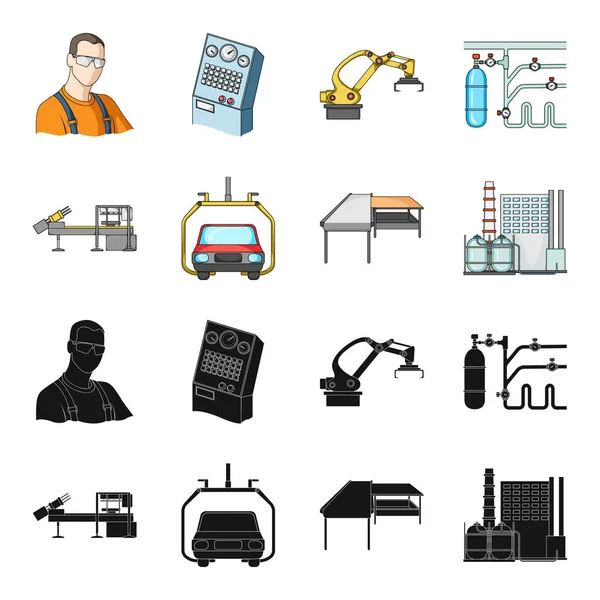 Branży motoryzacyjnej i innych tkanina ikona w kolorze czarnym, stylu cartoon. Nowe technologie ikony w zestaw kolekcji. — Wektor stockowy