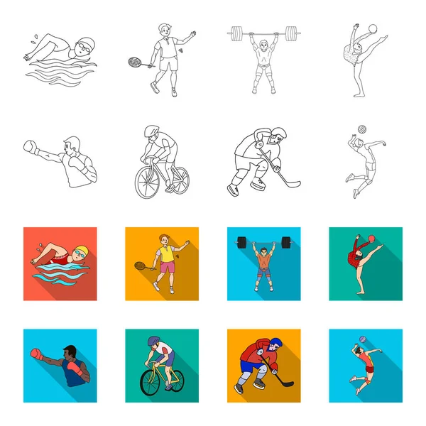 Cycling, boxing, ice hockey, volleyball.Olympic sport set collection icons in outline,flet style vector symbol stock illustration web. — Stock Vector