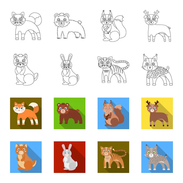 Animals, domestic, wild and other web icon in outline,flet style. Zoo, toys, children, icons in set collection. — Stock Vector