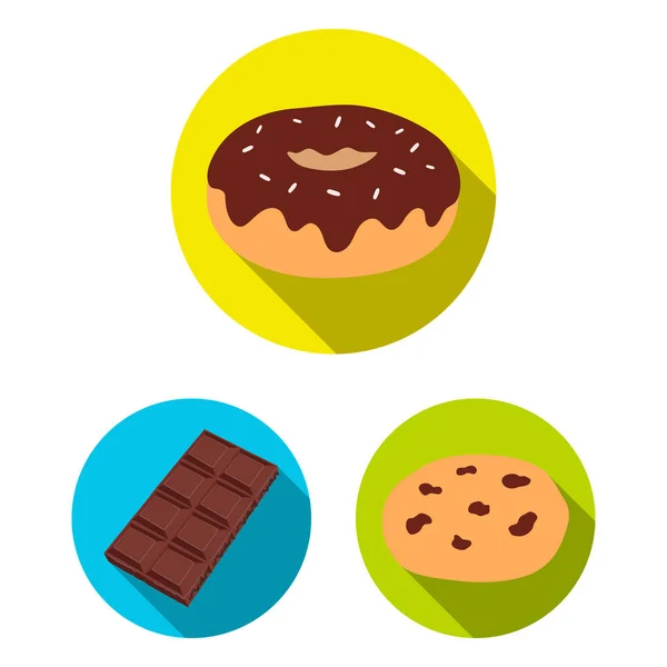 Chocolate Postres iconos planos en la colección de conjuntos para el diseño. Chocolate y dulces vector símbolo stock web ilustración . — Archivo Imágenes Vectoriales