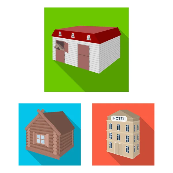 Edificio y arquitectura iconos planos en colección de conjuntos para el diseño.El edificio y la vivienda vector isométrico símbolo stock web ilustración . — Vector de stock