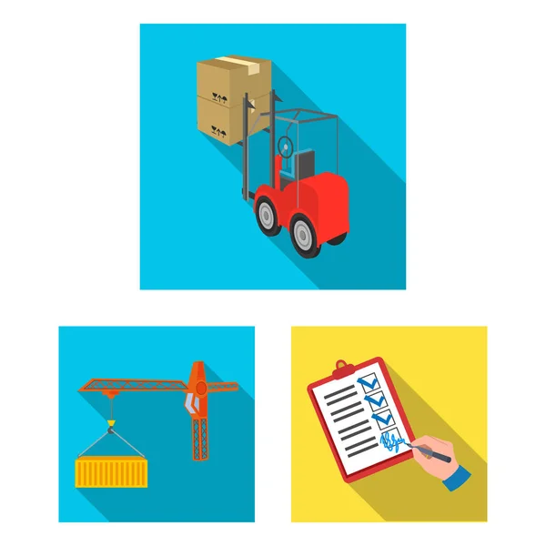 Logistik och leverans platt ikoner i set samling för design. Transport och utrustning isometrisk vektor symbol lager web illustration. — Stock vektor