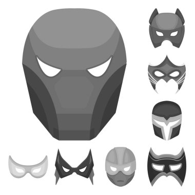 Karnaval maskesi set koleksiyonu tasarım için tek renkli simgeler. Göz ve yüz vektör simge stok web illüstrasyon maske.